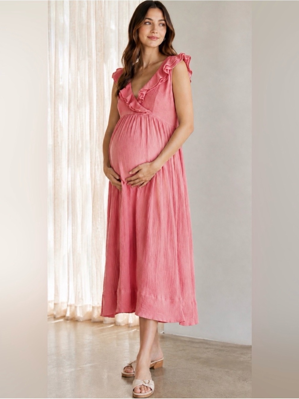 Hatch The Sarah Maternity ruffle dress in cotton gauze
